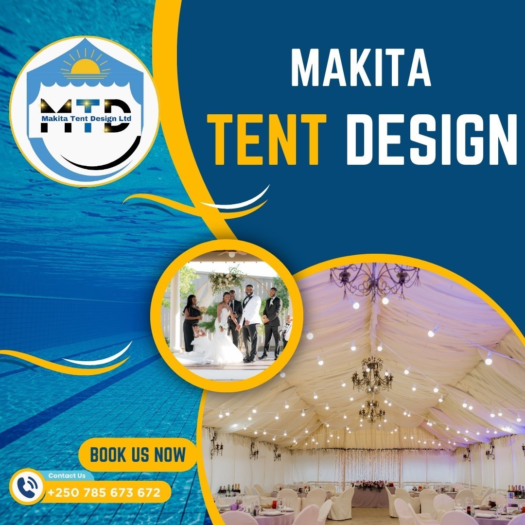 Tent interior decorated with draping and table settings